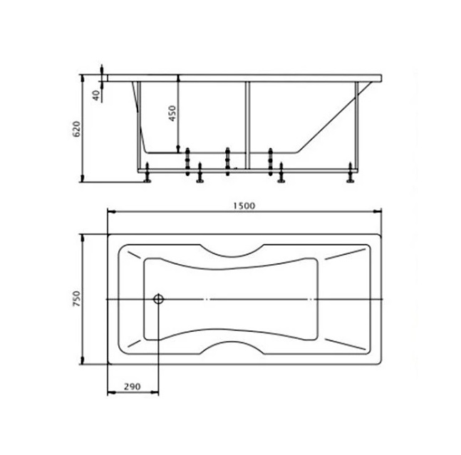 Акриловая ванна Aquatek Феникс FEN150-0000029 150х75 см с фронтальным экраном