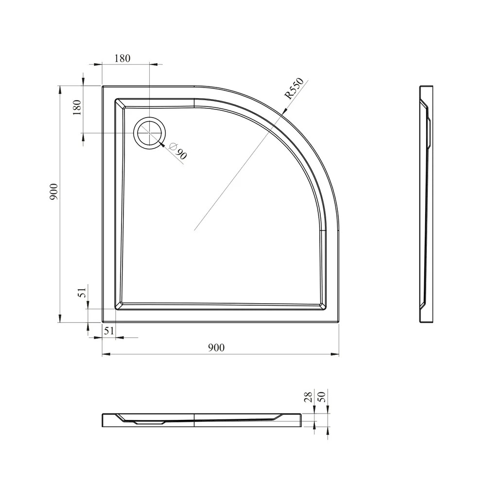 Акриловый душевой поддон Lavinia Boho One 37012900 90х90 см