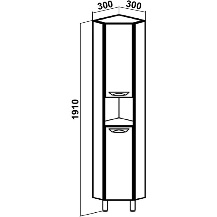 Пенал Runo Эконом 30х190 угловой, белый