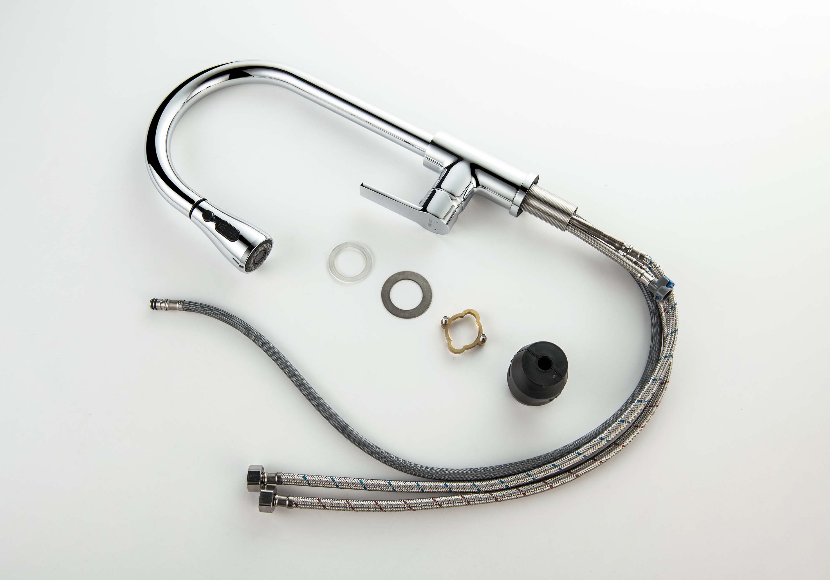 Смеситель Aquatek Лугано AQ1784CR для кухни с вытяжным изливом 2 jet