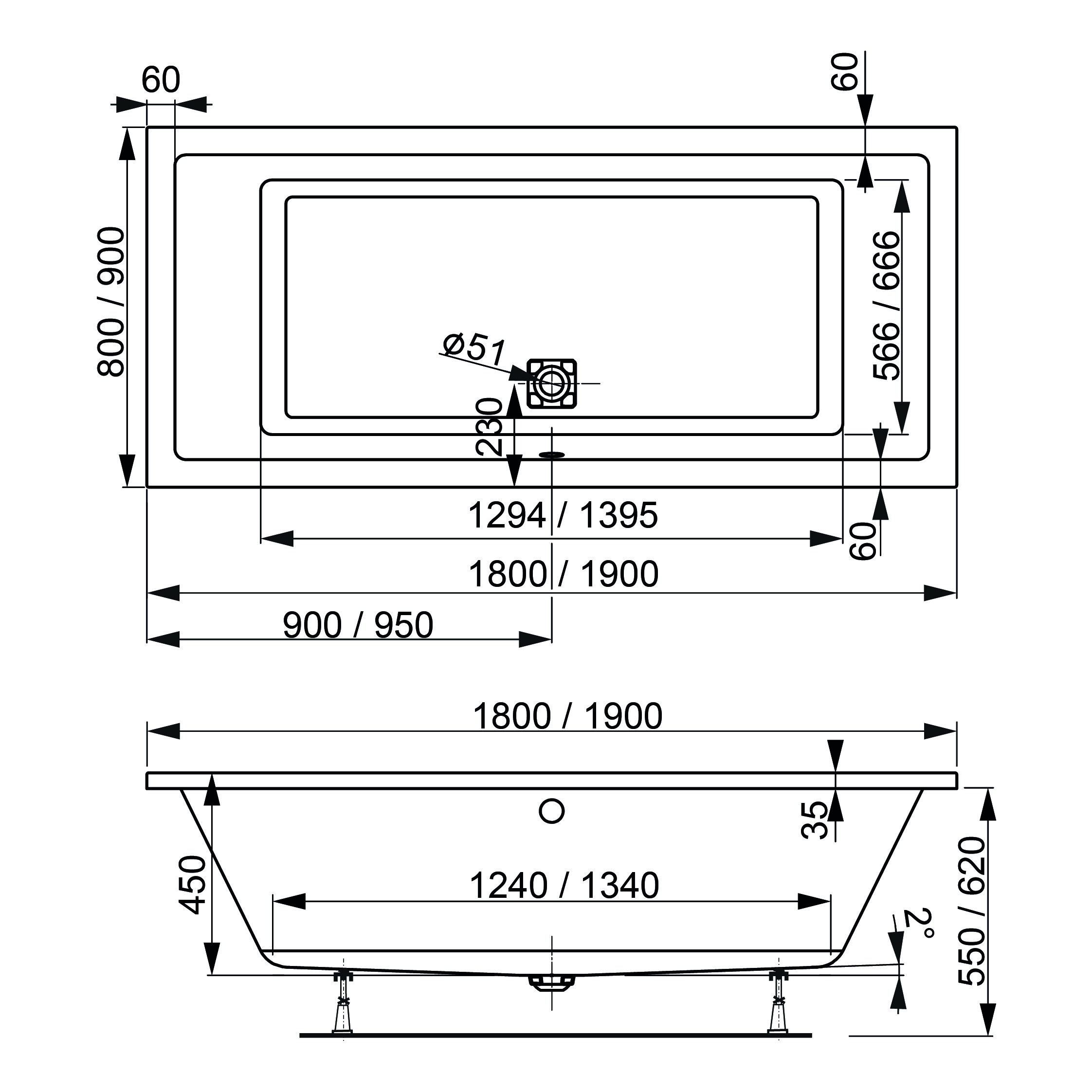 Акриловая ванна VAGNERPLAST Cavallo VPBA190CAV2X-04 190х90