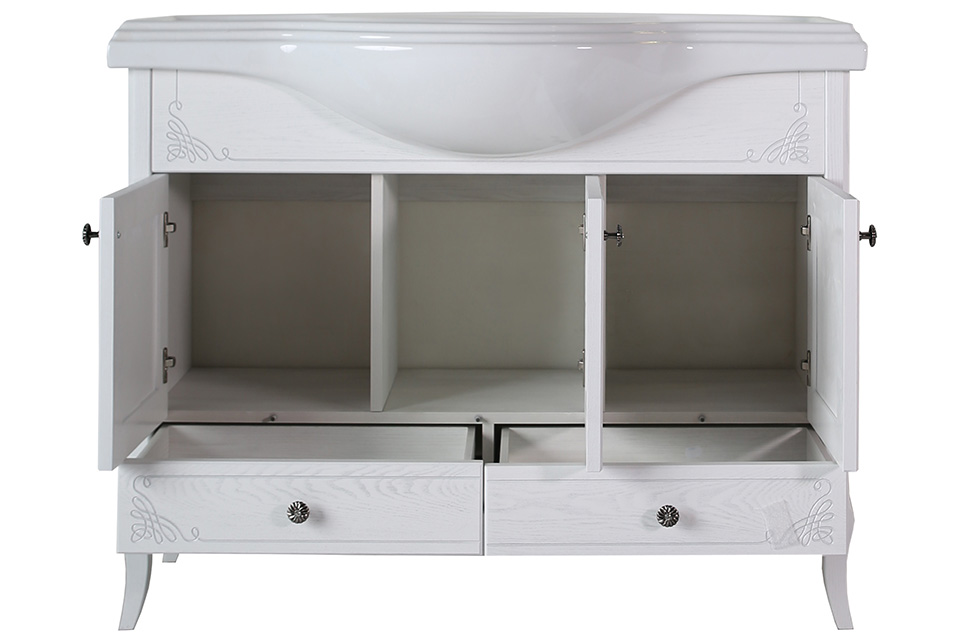 Мебель для ванной подвесная ASB-Woodline Салерно 105 белый патина серебро