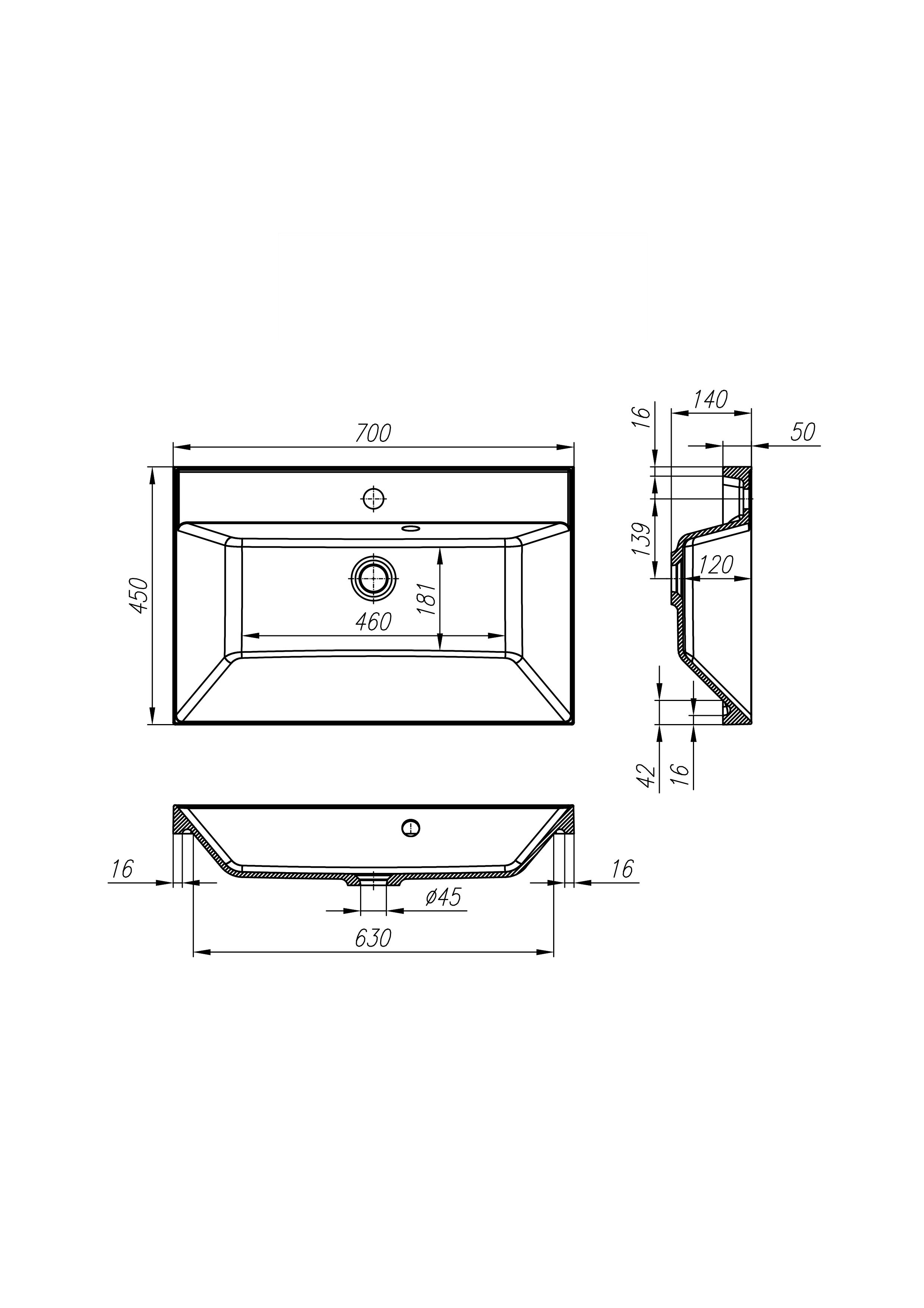 Раковина накладная BelBagno BB700/450-LV-MR-AST
