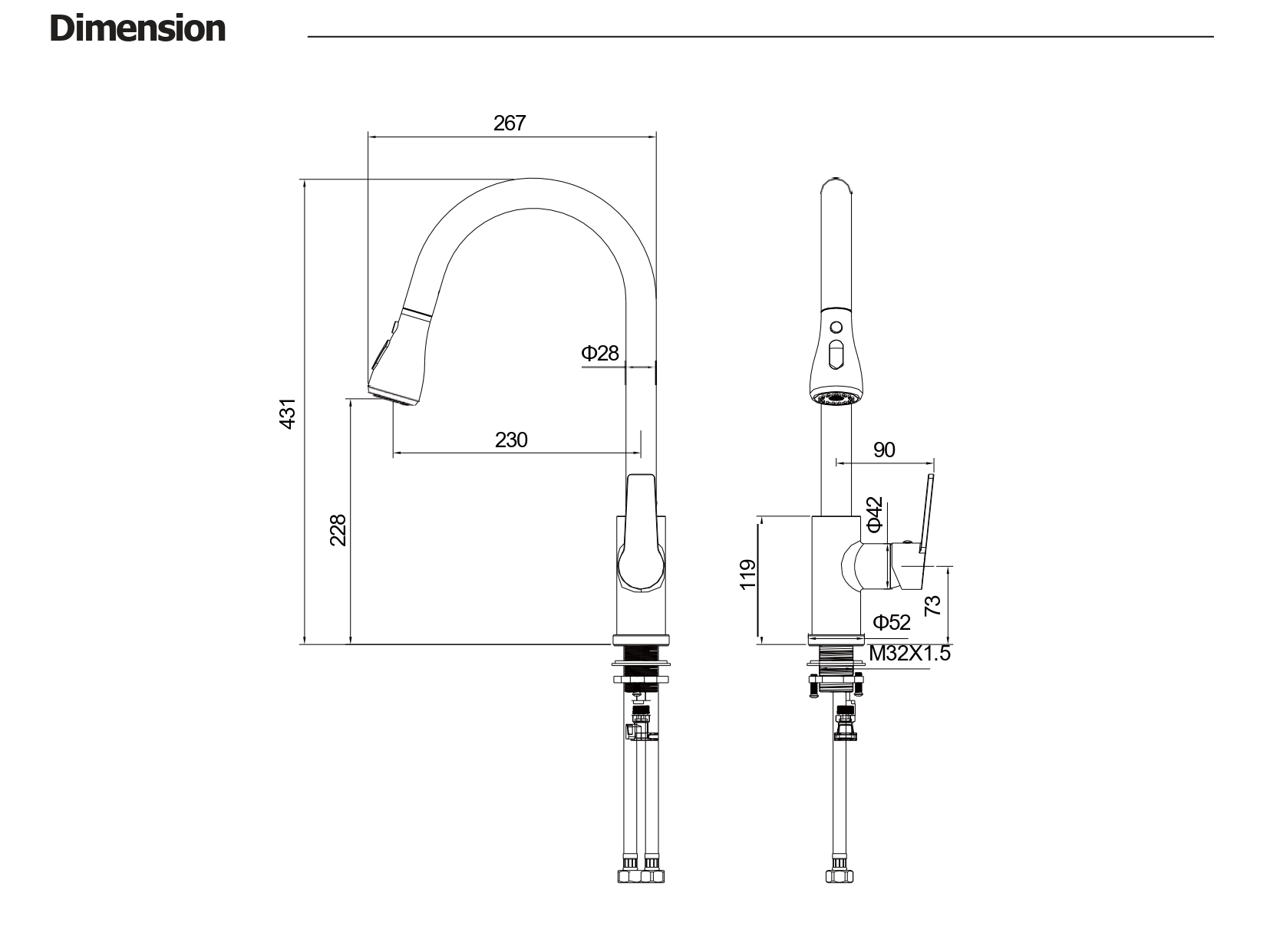 Смеситель Aquatek Лугано AQ1784CR для кухни с вытяжным изливом 2 jet