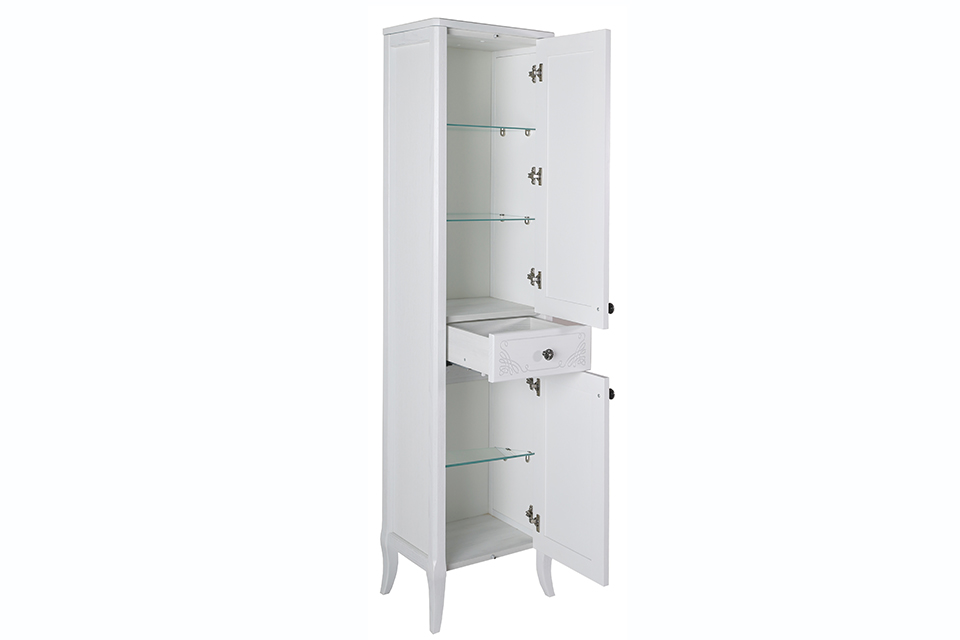 Пенал ASB-Woodline Салерно 40 белый патина серебро