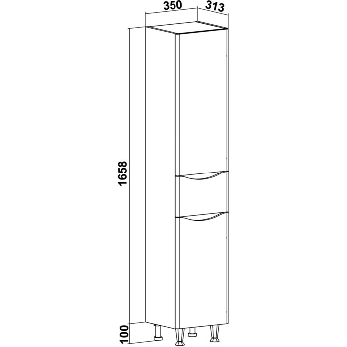Пенал Runo Афина 35х175 правый, белый