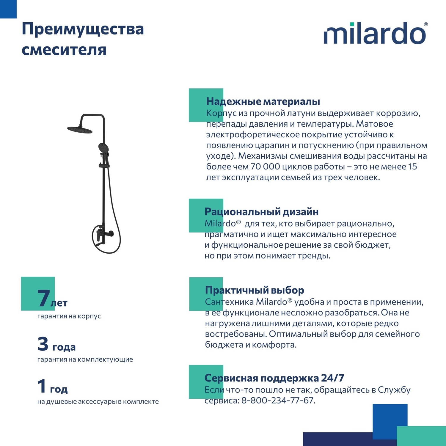 Душевая стойка Milardo Rora RORBL4FM06