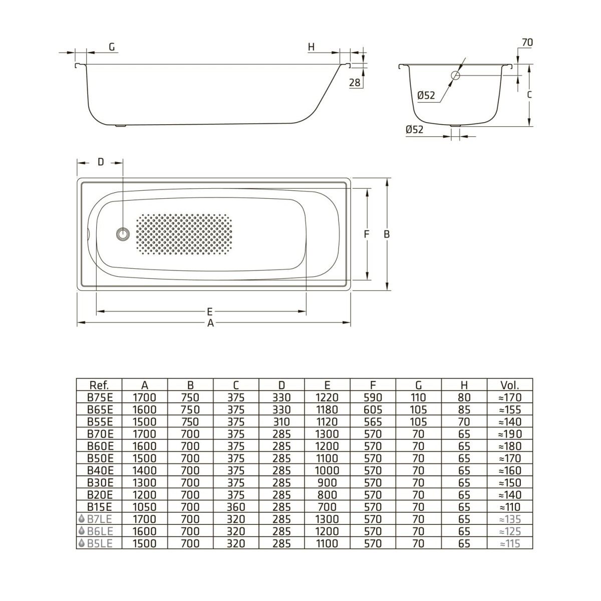 Стальная ванна BLB Europa B20E12001 120x70
