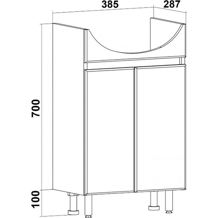 Тумба под раковину Runo Лада 39х29 дуб серый/графит