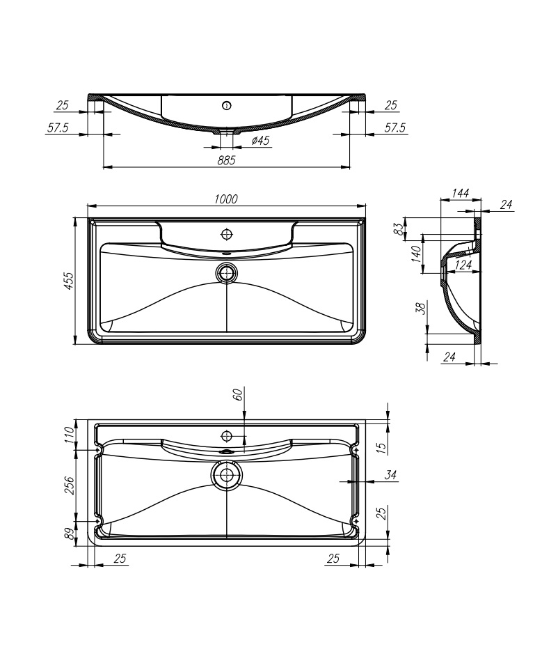 Раковина BelBagno BB1000/455-LV-MR-ALR накладная