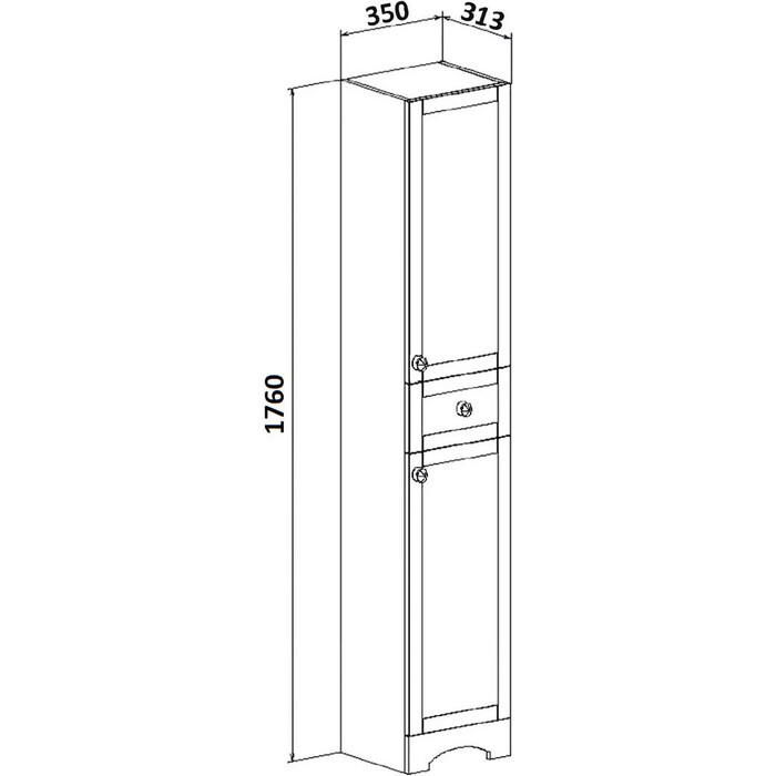Пенал Runo Мерида 35х175 правый, белый