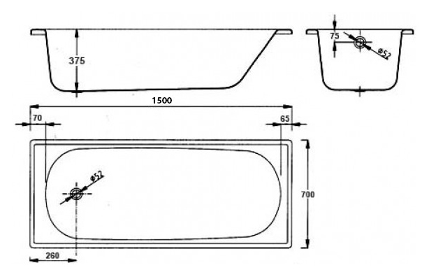 Стальная ванна BLB Europa 150x70