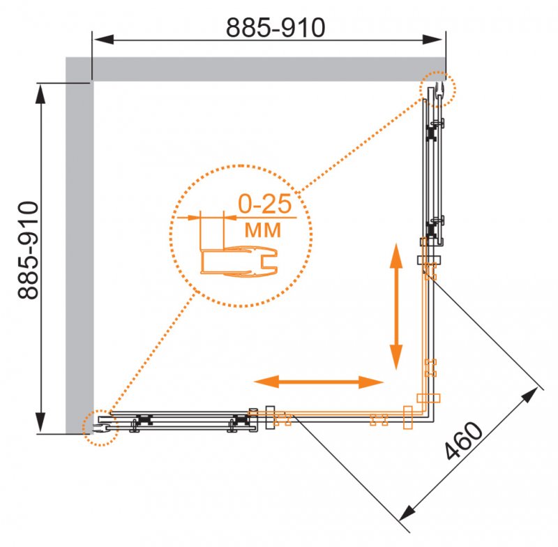 Душевой уголок Cezares STYLUS-O-M-A-2-90-C-Cr
