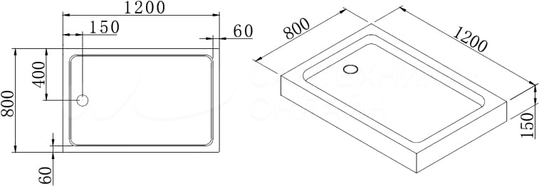 Поддон для душа Cezares Tray TRAY-A-AH-120/80-15-W0 120x80