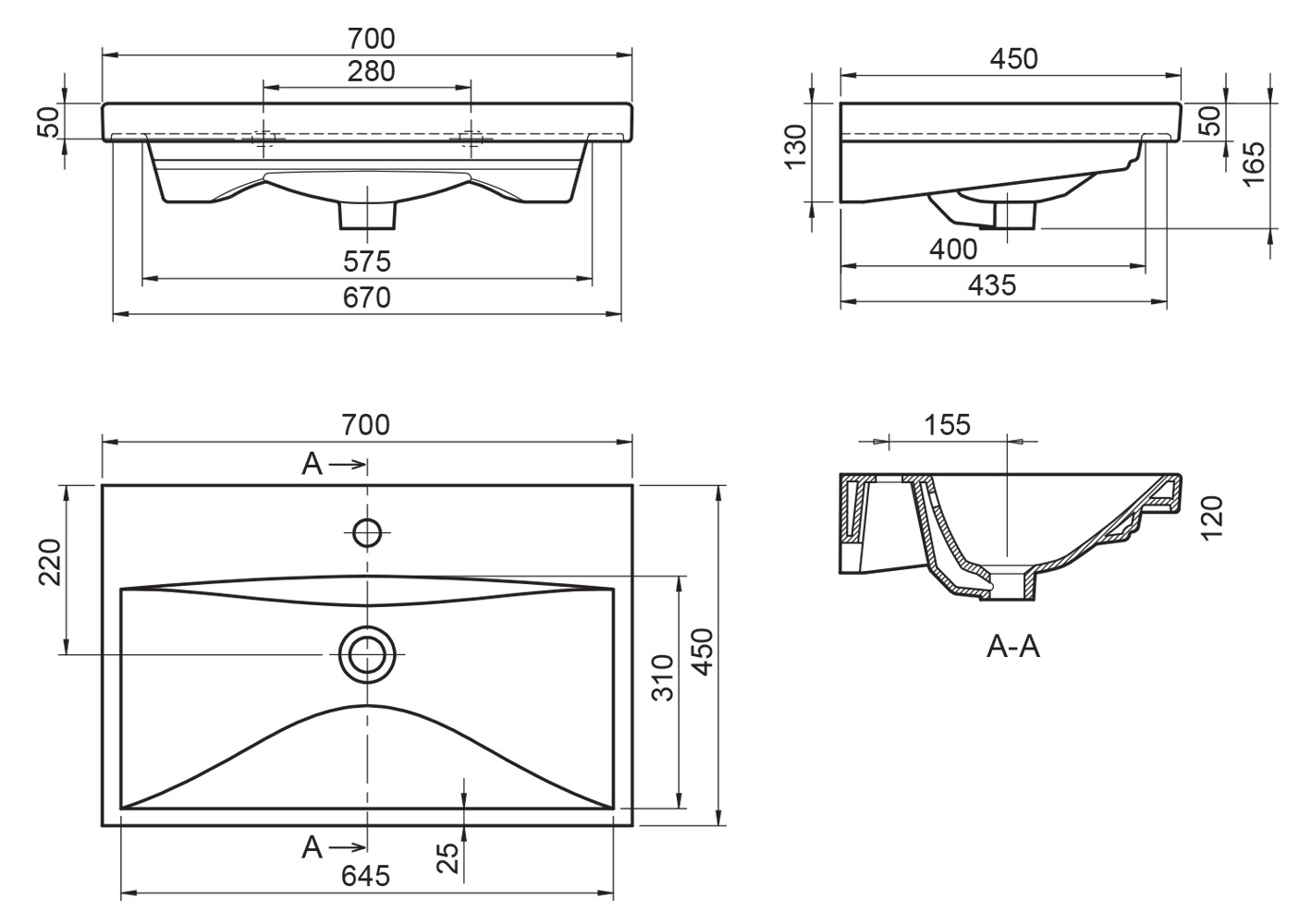 Раковина BelBagno BB-0321-70-LVB накладная