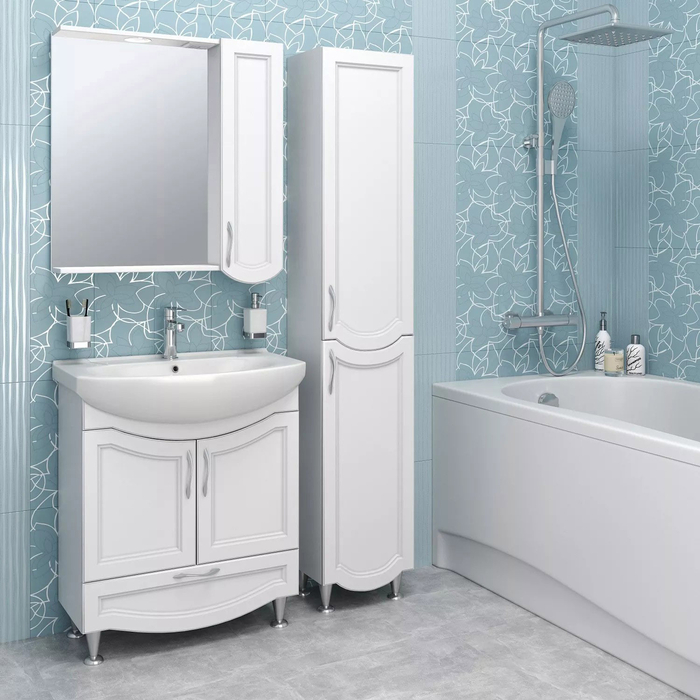 Зеркальный шкаф Runo Неаполь 75х75 правый, белый