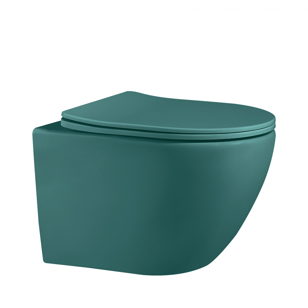 Унитаз Abber Bequem AC1101MBG подвесной темно-зеленый матовый, безободковый