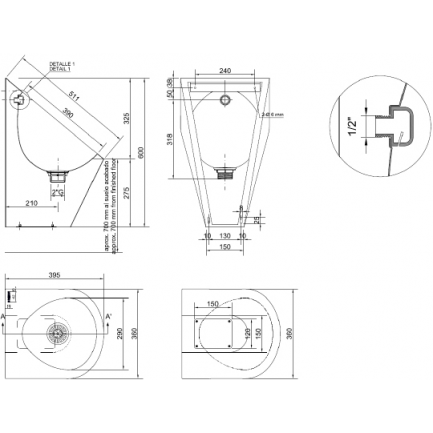 Писсуар Nofer 13004.S матовый
