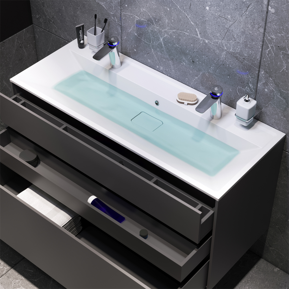 Тумба под раковину подвесная AM.PM Inspire V2.0 120 см графит матовый