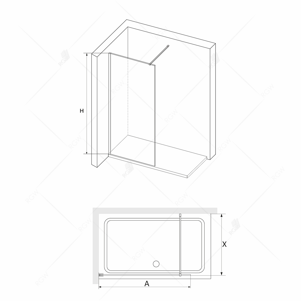 Перегородка для душа RGW WA-031-3 70х200