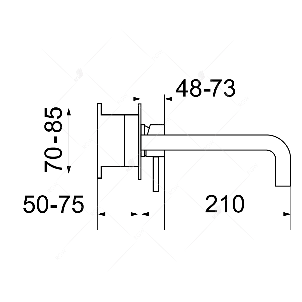 Смеситель для раковины настенный RGW SP-45-10