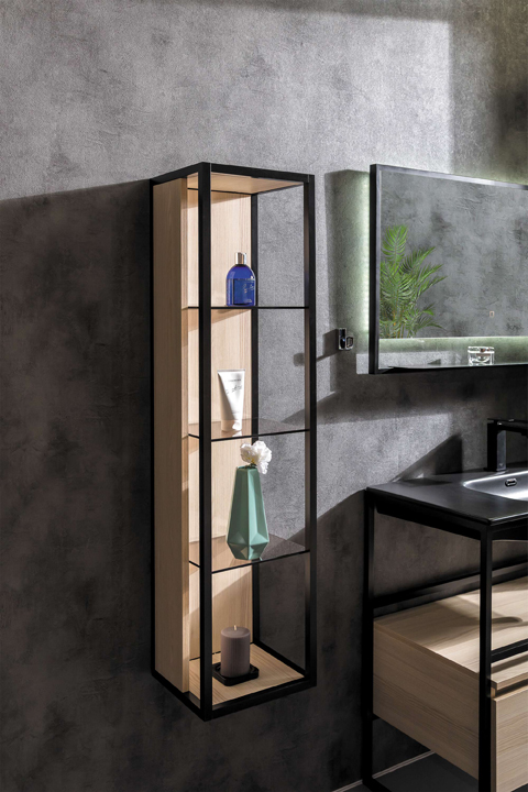 Пенал Armadi Art LOFT высокий light wood, полки стекло 896-L