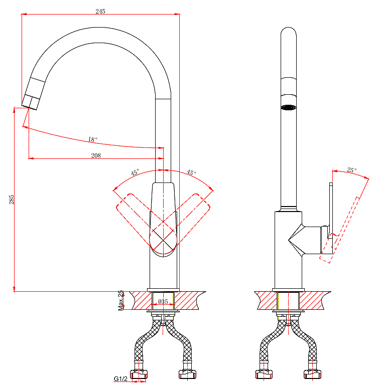 Смеситель для кухни D&K Bayern.Fürth DA1522401