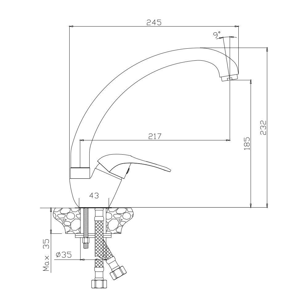 Смеситель для кухни Olive's VEGA 12431VE