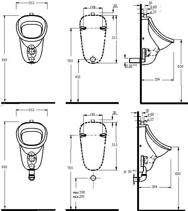 Писсуар beWash Eri 37108201 подвесной, с внешним подводом воды
