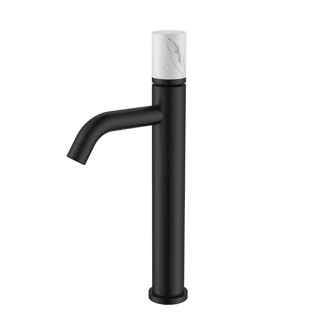 Смеситель Boheme STICK для умыв. выс. BLACK MRAMOR WHITE (комплект) 122-B-MR-W