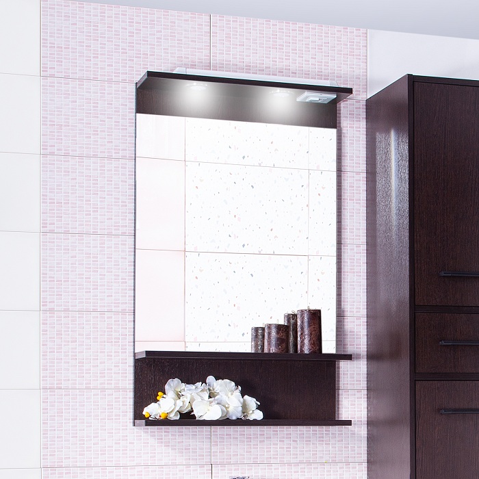 Зеркало Бриклаер Чили 55 венге, с подсветкой и полкой