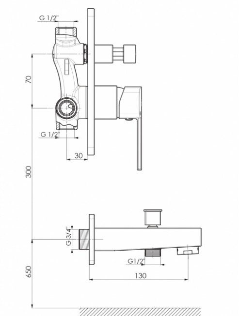 Смеситель для ванны с изливом GPD Pedra MTA160-S