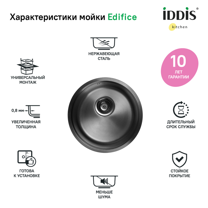 Мойка встраиваемая Iddis Edifice EDI42G0i77
