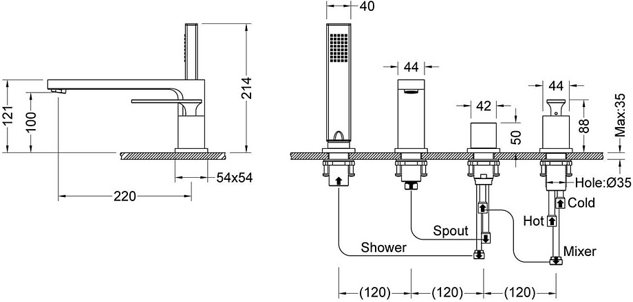 Смеситель на борт ванны Timo Torne 4330/17Y
