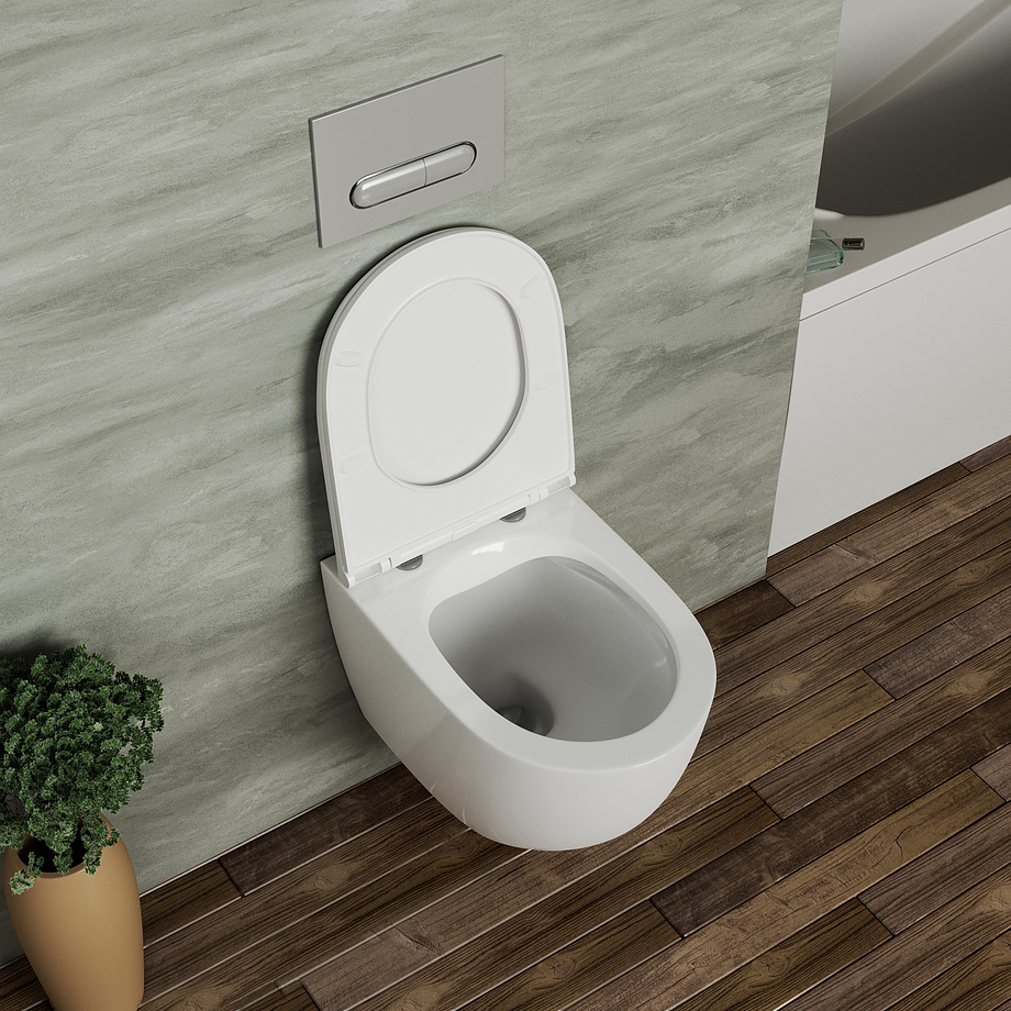 Унитаз подвесной D&K Matrix DT1396016 безободковый, белый