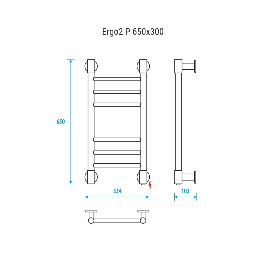Электрический полотенцесушитель Energy Ergo2 P 650x300 прямой