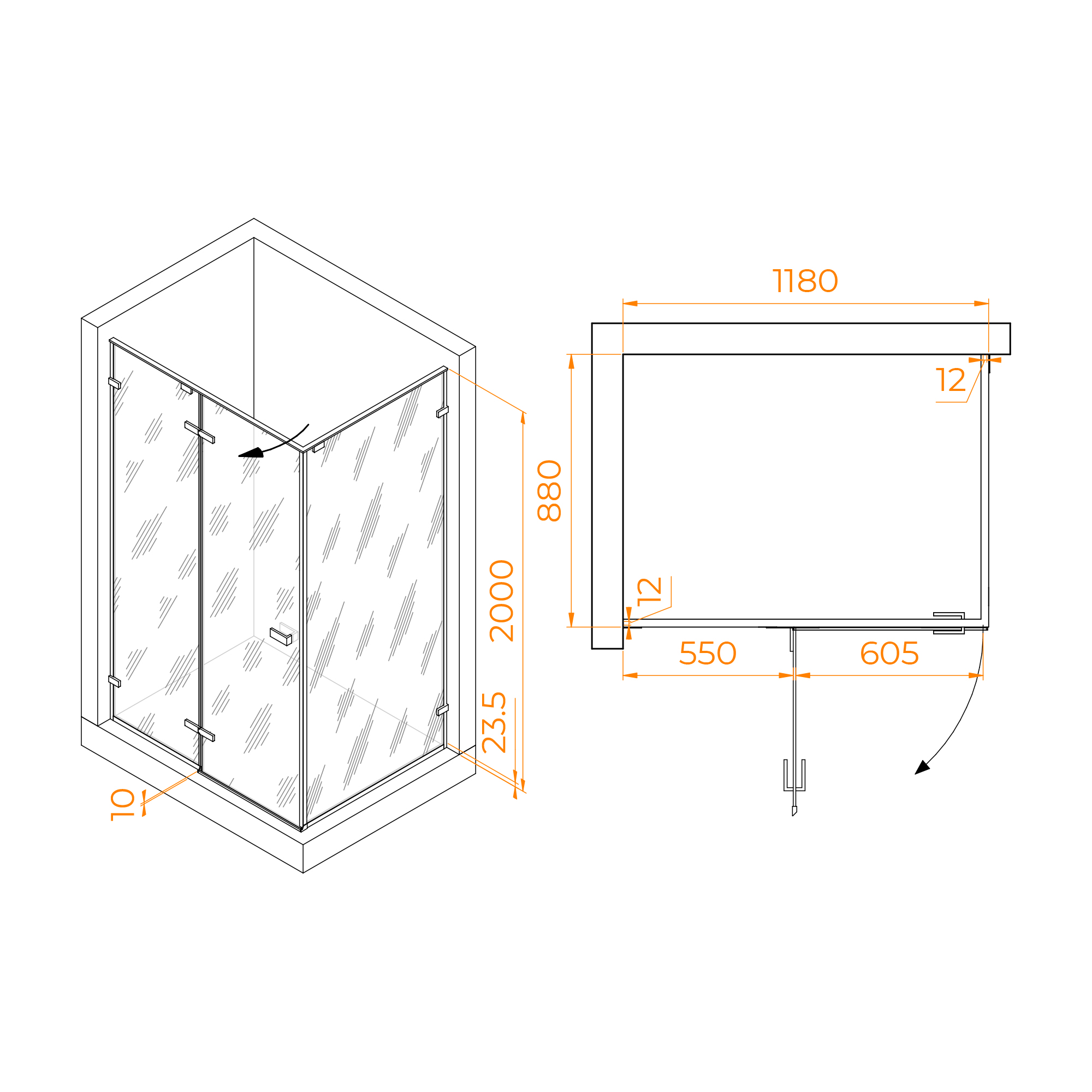 Душевой уголок RGW SV-040B 90х120 с распашной дверью