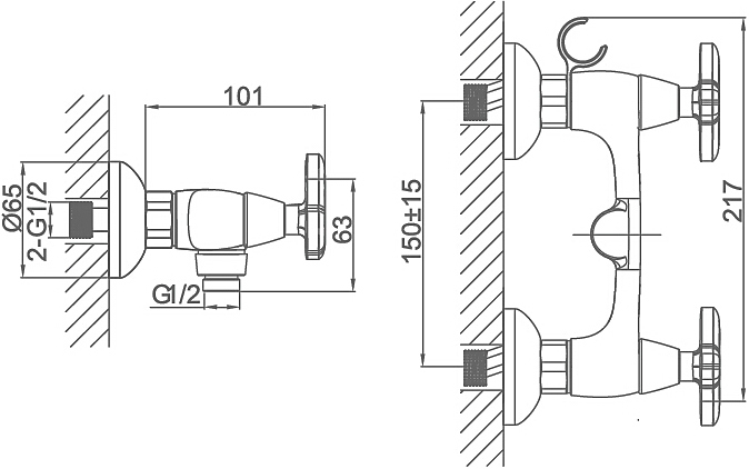 Смеситель для душа D&K Hessen Goethe DA1383141 хром