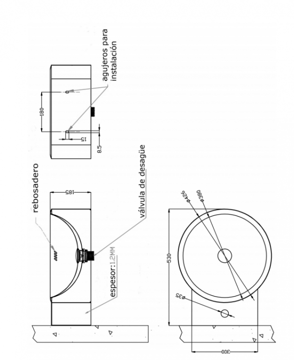 Раковина дизайнерская круглая Nofer 13062.S