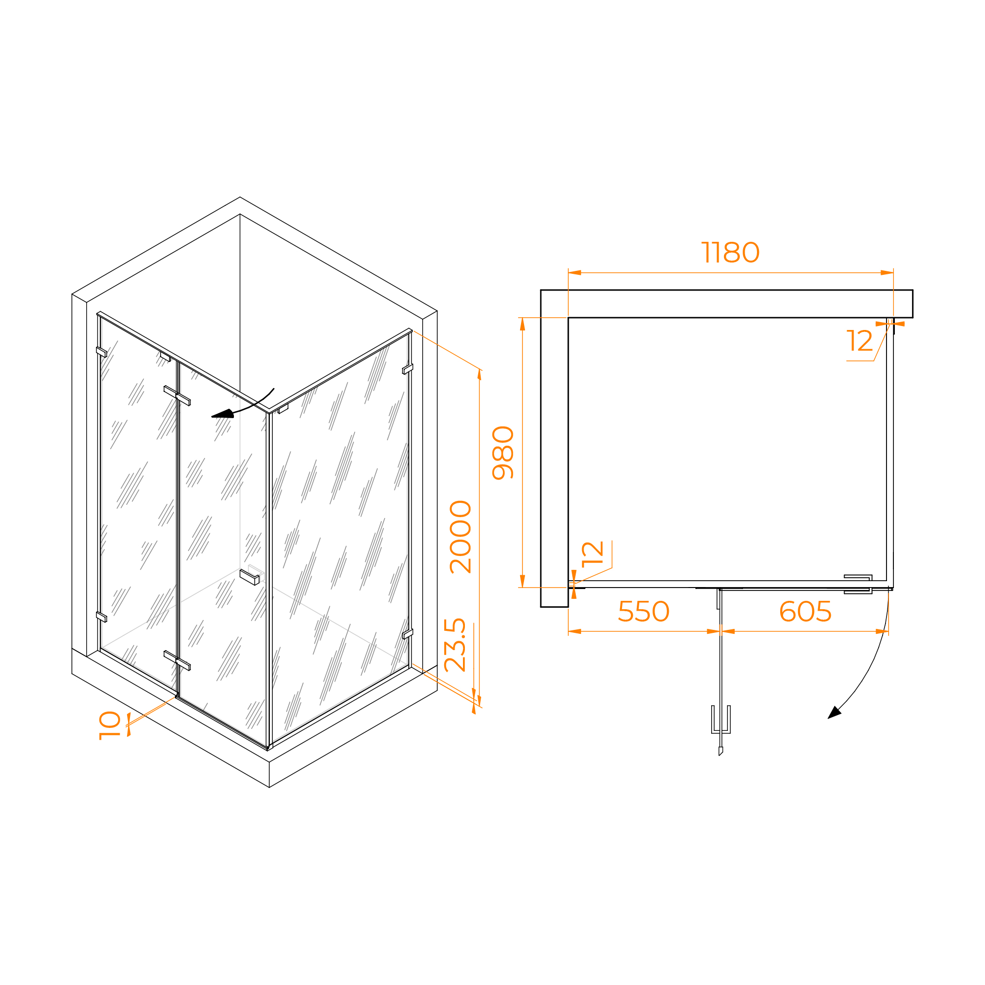 Душевой уголок RGW SV-040 100х120 с распашной дверью