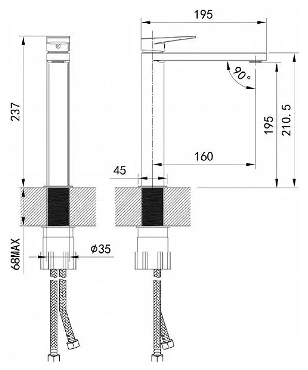 Смеситель для раковины Iddis Bridge BRDSB01i01