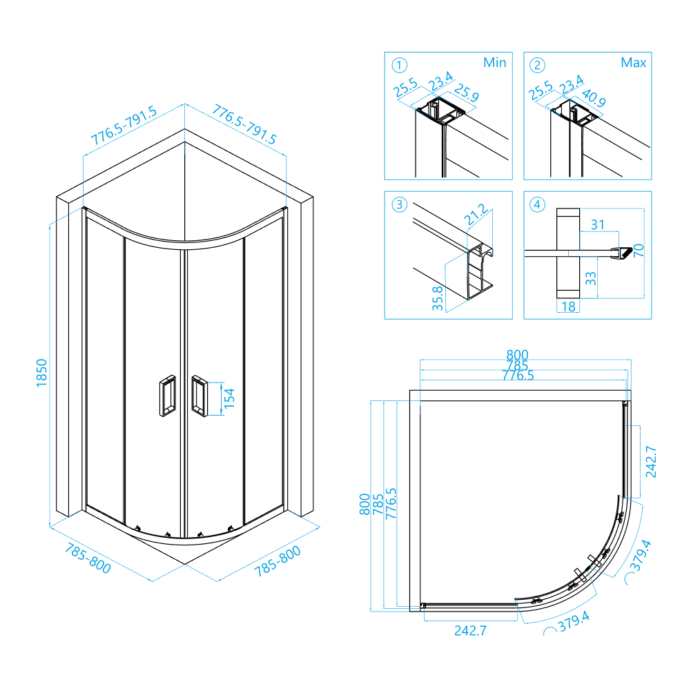 Душевой уголок RGW CL-54 80х80