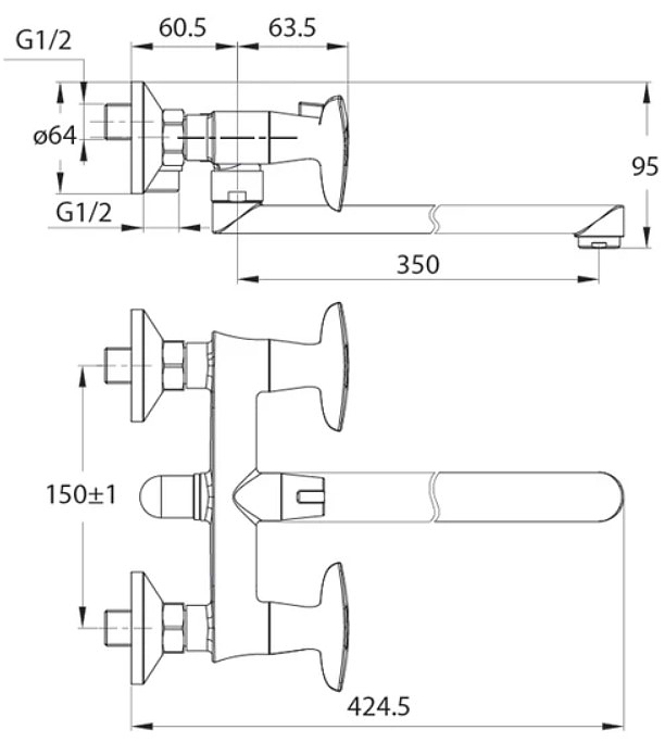 Смеситель для ванны Iddis Copter COPSBL2i10WA