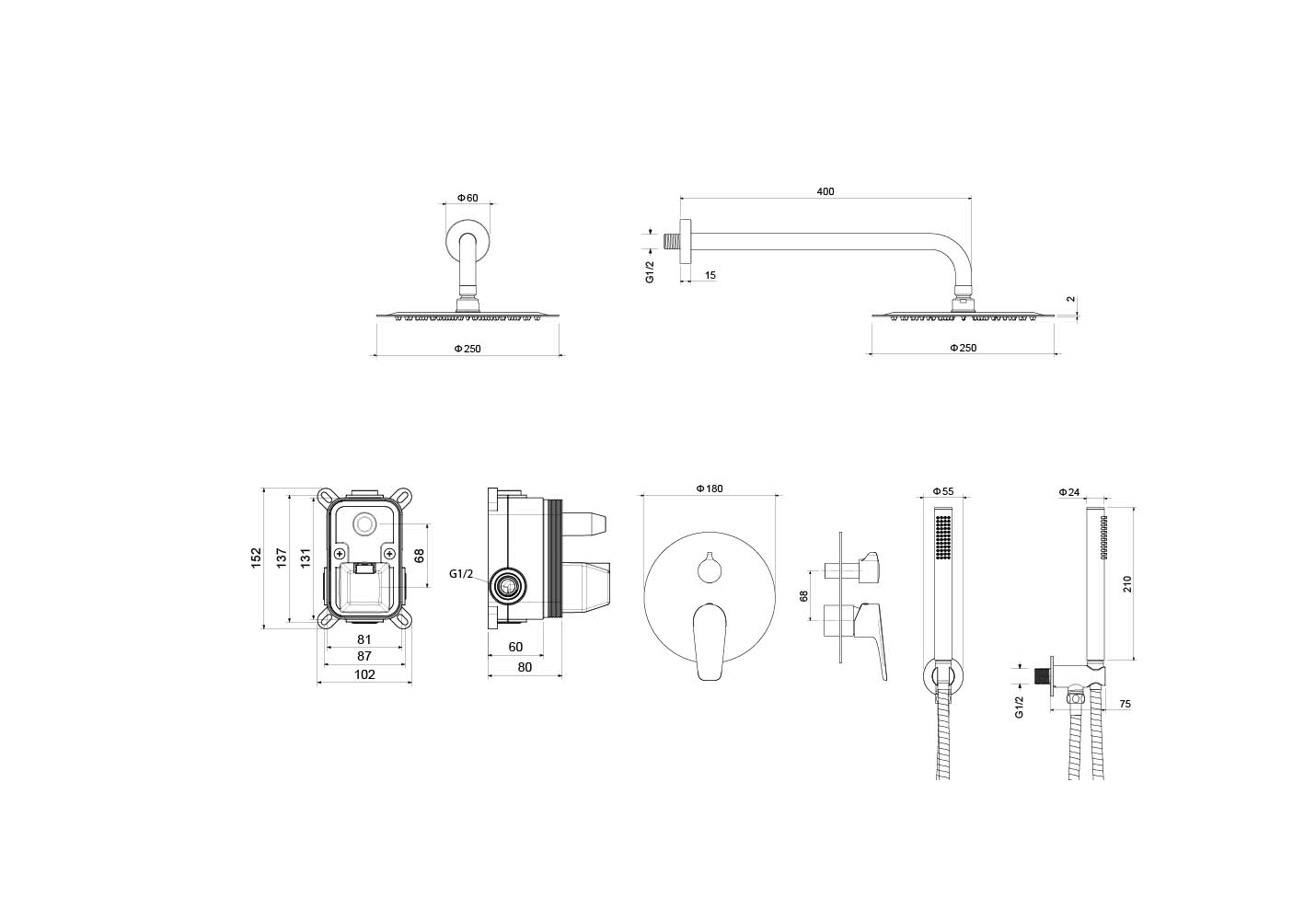 Set 3 в 1 душевой комплект Aquatek Бетта AQ1172MB