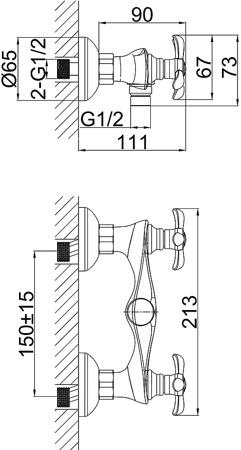 Смеситель для душа D&K Hessen Documenta DA1213101 хром