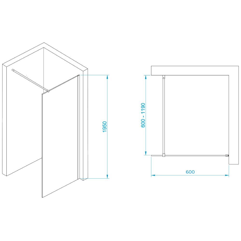 Перегородка для душа RGW WA-002B 60х195