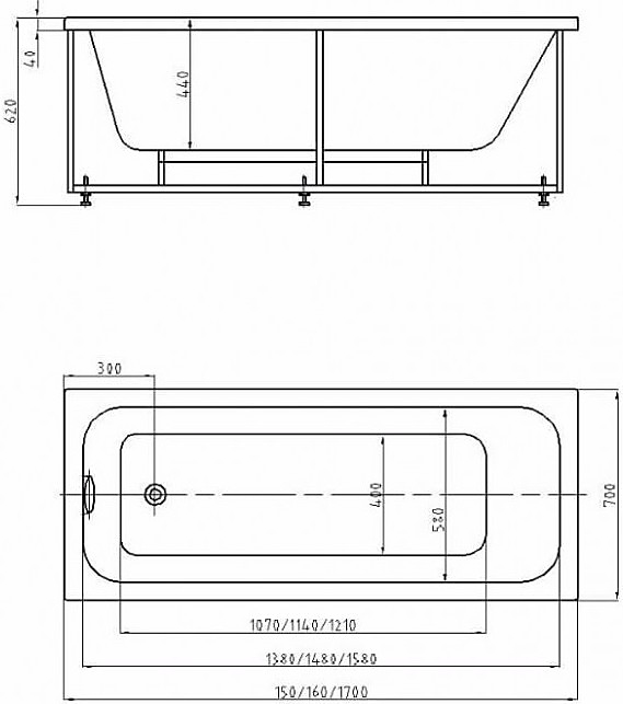 Акриловая ванна Aquatek Мия MIY150-0000001 150х70 см