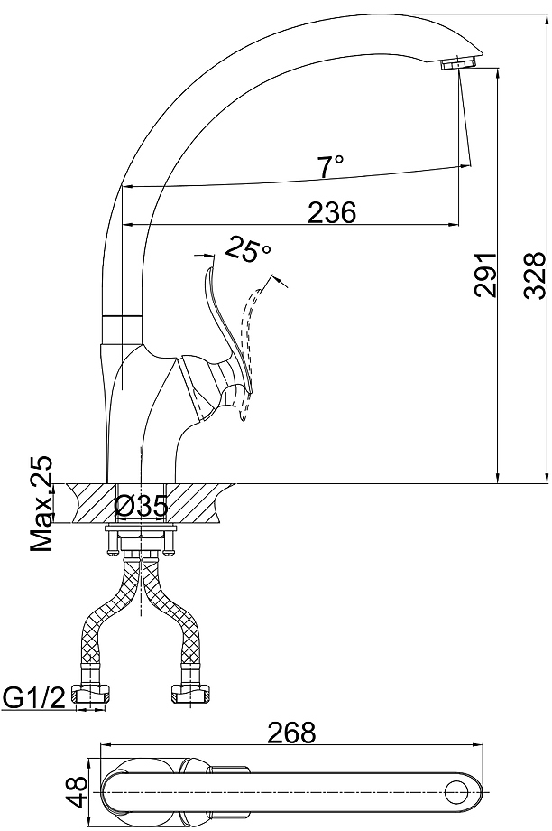 Смеситель для кухни D&K Bayern Liszt DA1232401 хром