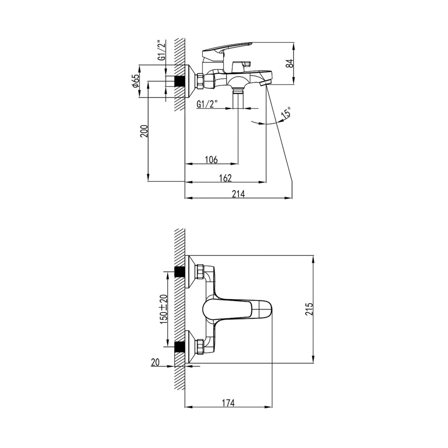 Смеситель для ванны Milardo Horizont HORSB02M02