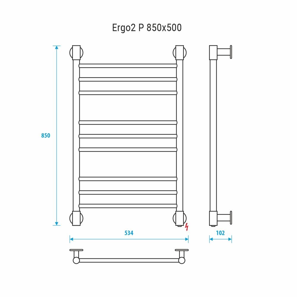 Электрический полотенцесушитель Energy Ergo2 P 850x500 RAL 9003 (белый матовый)